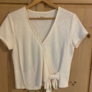 Madewell White Short Sleeve Wrap Tee